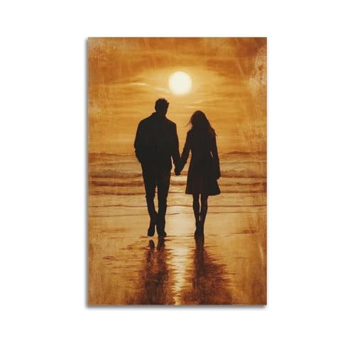 ZlXXYZ Wandposter auf Leinwand, modernes Familienbild, romantisches Poster, Paar am Strand bei Sonnenuntergang, Liebe, Kunst, Gemälde, 30 x 45 cm, ungerahmter Stil ZlXXYZ Wandposter auf Leinwand, modernes Familienbild, romantisches Poster, Paar am Strand bei Sonnenuntergang, Liebe, Kunst, Gemälde, 30 x 45 cm, ungerahmter Stil von ZlXXYZ