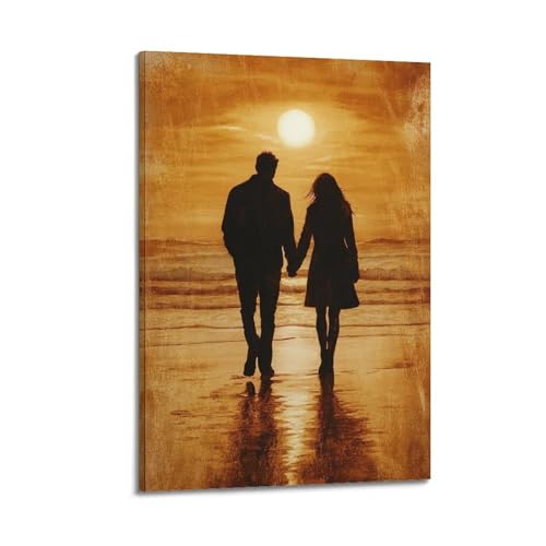 ZlXXYZ Wandposter auf Leinwand, modernes Familienbild, romantisches Poster, Paar am Strand bei Sonnenuntergang, Liebe, Kunstgemälde, 50 x 75 cm, Rahmenstil ZlXXYZ Wandposter auf Leinwand, modernes Familienbild, romantisches Poster, Paar am Strand bei Sonnenuntergang, Liebe, Kunstgemälde, 50 x 75 cm, Rahmenstil von ZlXXYZ