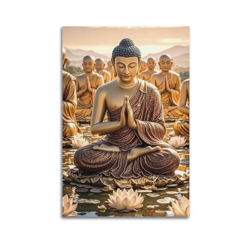 ZlXXYZ Wandposter auf Leinwand, modernes Familienkunst, Buddha-Statuen im Lotus-Teich, heilige Kunstmalerei, 50 x 75 cm, ungerahmter Stil ZlXXYZ Wandposter auf Leinwand, modernes Familienkunst, Buddha-Statuen im Lotus-Teich, heilige Kunstmalerei, 50 x 75 cm, ungerahmter Stil von ZlXXYZ