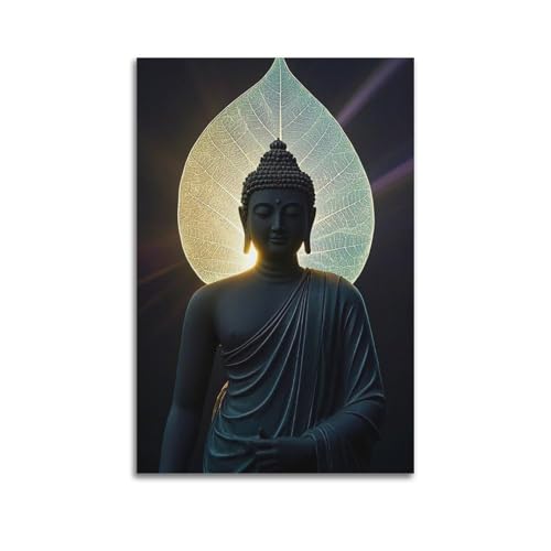 ZlXXYZ Wandposter auf Leinwand, modernes Familienkunst, Buddha mit Blatt, Heiligenschein, spirituelles Blatt, Heiligenschein und Heiligenschein, Kunstgemälde, 50 x 75 cm, ungerahmter Stil ZlXXYZ Wandposter auf Leinwand, modernes Familienkunst, Buddha mit Blatt, Heiligenschein, spirituelles Blatt, Heiligenschein und Heiligenschein, Kunstgemälde, 50 x 75 cm, ungerahmter Stil von ZlXXYZ