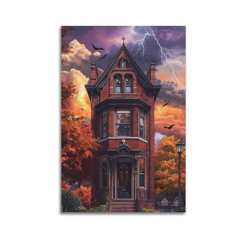 ZlXXYZ Wandposter auf Leinwand, modernes Familienkunst, Fantasy-Poster, Spukhaus unter Donner, geheimnisvoll und spannend, dekoratives Gemälde, 60 x 90 cm, ungerahmter Stil ZlXXYZ Wandposter auf Leinwand, modernes Familienkunst, Fantasy-Poster, Spukhaus unter Donner, geheimnisvoll und spannend, dekoratives Gemälde, 60 x 90 cm, ungerahmter Stil von ZlXXYZ