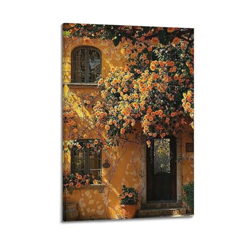 ZlXXYZ Wandposter auf Leinwand, modernes Familienkunst, Heilungsposter, gelbes Haus mit Blumen, gemütliches Kunstgemälde, 20 x 30 cm, Rahmenstil ZlXXYZ Wandposter auf Leinwand, modernes Familienkunst, Heilungsposter, gelbes Haus mit Blumen, gemütliches Kunstgemälde, 20 x 30 cm, Rahmenstil von ZlXXYZ