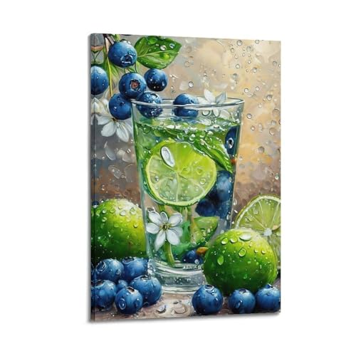 ZlXXYZ Wandposter auf Leinwand, modernes Familienkunst, Lebensmittelposter, Blaubeere, Limette, Getränke, erfrischend und verführerisch, dekoratives Gemälde, 30 x 45 cm, Rahmenstil ZlXXYZ Wandposter auf Leinwand, modernes Familienkunst, Lebensmittelposter, Blaubeere, Limette, Getränke, erfrischend und verführerisch, dekoratives Gemälde, 30 x 45 cm, Rahmenstil von ZlXXYZ