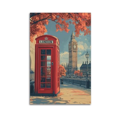 ZlXXYZ Wandposter auf Leinwand, modernes Familienkunst, Londoner Telefonzelle, Retro, britischer Stil, dekoratives Gemälde, 50 x 75 cm, ungerahmt ZlXXYZ Wandposter auf Leinwand, modernes Familienkunst, Londoner Telefonzelle, Retro, britischer Stil, dekoratives Gemälde, 50 x 75 cm, ungerahmt von ZlXXYZ