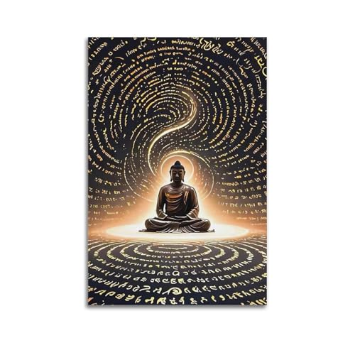 ZlXXYZ Wandposter auf Leinwand, modernes Familienkunst, Meditierender Buddha mit Mantras, spirituelle Kunst, Gemälde, 30 x 45 cm, ungerahmter Stil ZlXXYZ Wandposter auf Leinwand, modernes Familienkunst, Meditierender Buddha mit Mantras, spirituelle Kunst, Gemälde, 30 x 45 cm, ungerahmter Stil von ZlXXYZ