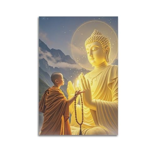 ZlXXYZ Wandposter auf Leinwand, modernes Familienkunst, Motiv: Mönch, der nach Buddha greift, göttliche Verbindung, Dekoration, Kunst, 50 x 75 cm, ungerahmter Stil ZlXXYZ Wandposter auf Leinwand, modernes Familienkunst, Motiv: Mönch, der nach Buddha greift, göttliche Verbindung, Dekoration, Kunst, 50 x 75 cm, ungerahmter Stil von ZlXXYZ