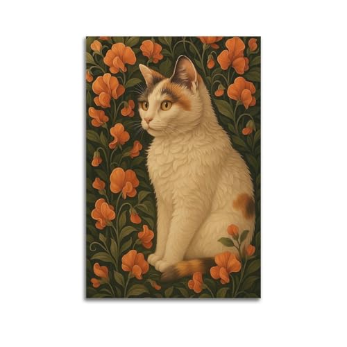 ZlXXYZ Wandposter auf Leinwand, modernes Familienkunst, Retroposter, Blume, Katze, elegant, leise, dekoratives Gemälde, 50 x 75 cm, ungerahmter Stil ZlXXYZ Wandposter auf Leinwand, modernes Familienkunst, Retroposter, Blume, Katze, elegant, leise, dekoratives Gemälde, 50 x 75 cm, ungerahmter Stil von ZlXXYZ