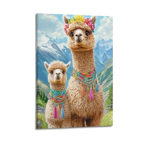 ZlXXYZ Wandposter auf Leinwand, modernes Familienkunst, frisches Poster, Alpakas mit Blumendekorationen, schönes und heilendes dekoratives Gemälde, 20 x 30 cm, Rahmenstil ZlXXYZ Wandposter auf Leinwand, modernes Familienkunst, frisches Poster, Alpakas mit Blumendekorationen, schönes und heilendes dekoratives Gemälde, 20 x 30 cm, Rahmenstil von ZlXXYZ