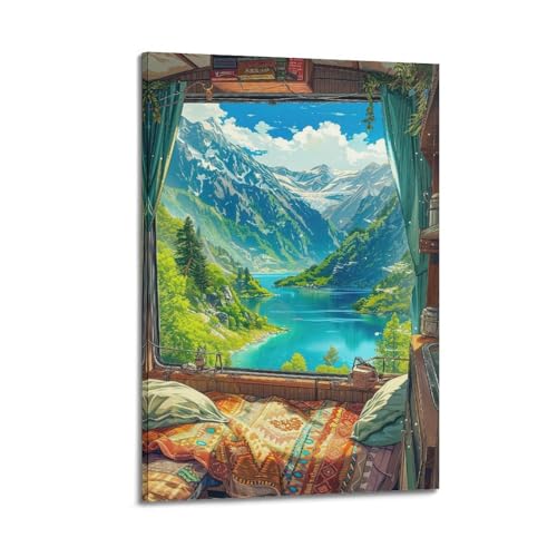 ZlXXYZ Wandposter auf Leinwand, modernes Familienkunst, heilendes Poster, malerischer Blick vom Wohnwagen, ruhige Kunst, Gemälde, 20 x 30 cm, Rahmenstil ZlXXYZ Wandposter auf Leinwand, modernes Familienkunst, heilendes Poster, malerischer Blick vom Wohnwagen, ruhige Kunst, Gemälde, 20 x 30 cm, Rahmenstil von ZlXXYZ