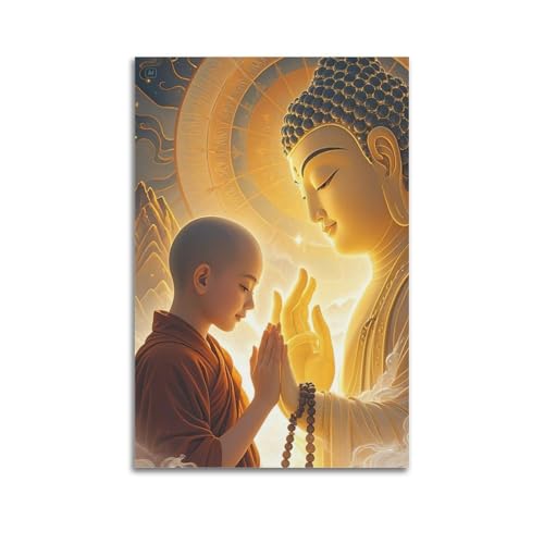 ZlXXYZ Wandposter auf Leinwand, modernes Familienkunst, junger Mönch, der zu Buddha betet, spirituelle Kunstmalerei, 20 x 30 cm, ungerahmter Stil ZlXXYZ Wandposter auf Leinwand, modernes Familienkunst, junger Mönch, der zu Buddha betet, spirituelle Kunstmalerei, 20 x 30 cm, ungerahmter Stil von ZlXXYZ