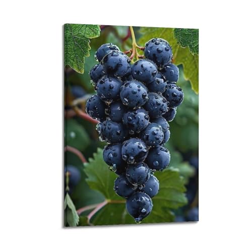 ZlXXYZ Wandposter auf Leinwand, modernes Familienkunst, lebendiges Poster, schwarze Trauben mit Tau, prall und verführerisch, dekoratives Gemälde, 20 x 30 cm, Rahmenstil ZlXXYZ Wandposter auf Leinwand, modernes Familienkunst, lebendiges Poster, schwarze Trauben mit Tau, prall und verführerisch, dekoratives Gemälde, 20 x 30 cm, Rahmenstil von ZlXXYZ