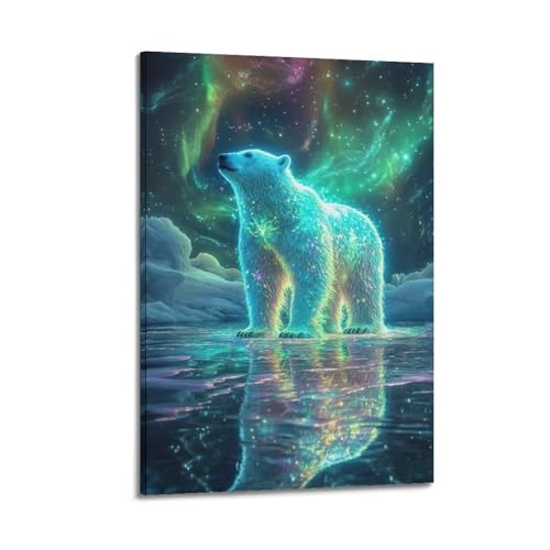 ZlXXYZ Wandposter auf Leinwand, modernes Familienkunst, leuchtender Eisbär unter Aurora, verträumt und geheimnisvoll, dekoratives Gemälde, 60 x 90 cm, Rahmenstil ZlXXYZ Wandposter auf Leinwand, modernes Familienkunst, leuchtender Eisbär unter Aurora, verträumt und geheimnisvoll, dekoratives Gemälde, 60 x 90 cm, Rahmenstil von ZlXXYZ