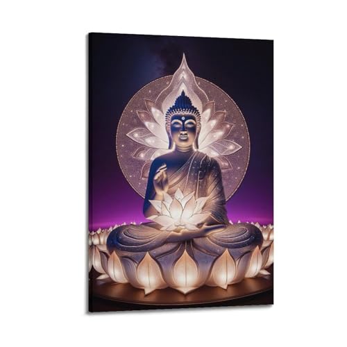 ZlXXYZ Wandposter auf Leinwand, modernes Familienkunst, meditierender Buddha mit Heiligenschein, spirituelle Kunst, 60 x 90 cm, Rahmenstil ZlXXYZ Wandposter auf Leinwand, modernes Familienkunst, meditierender Buddha mit Heiligenschein, spirituelle Kunst, 60 x 90 cm, Rahmenstil von ZlXXYZ
