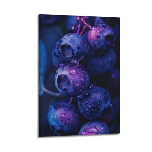 ZlXXYZ Wandposter auf Leinwand, modernes Familienkunst, verträumtes Poster, Blaubeeren mit Tauviolett, Blau und frisches dekoratives Gemälde, 40 x 60 cm, Rahmenstil ZlXXYZ Wandposter auf Leinwand, modernes Familienkunst, verträumtes Poster, Blaubeeren mit Tauviolett, Blau und frisches dekoratives Gemälde, 40 x 60 cm, Rahmenstil von ZlXXYZ