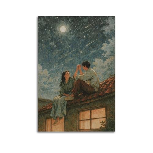 ZlXXYZ Wandposter auf Leinwand, modernes Familienkunst, warmes Poster, Liebhaber, Sternenbeobachtung auf Dach, Heilung und schönes dekoratives Gemälde, 40 x 60 cm, ungerahmter Stil ZlXXYZ Wandposter auf Leinwand, modernes Familienkunst, warmes Poster, Liebhaber, Sternenbeobachtung auf Dach, Heilung und schönes dekoratives Gemälde, 40 x 60 cm, ungerahmter Stil von ZlXXYZ