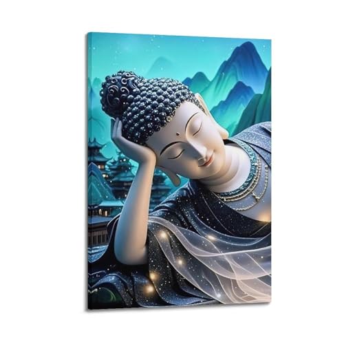 ZlXXYZ Wandposter auf Leinwand, modernes Zen-Poster, liegender Buddha, ruhig und ruhig, dekoratives Gemälde, 40 x 60 cm, Rahmenstil ZlXXYZ Wandposter auf Leinwand, modernes Zen-Poster, liegender Buddha, ruhig und ruhig, dekoratives Gemälde, 40 x 60 cm, Rahmenstil von ZlXXYZ