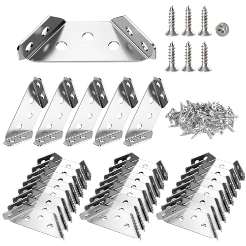 Zliger 30 Stück Eckverbinder Edelstahl Dreiecksstütze Winkelverbinder Möbelbau Winkel Metall Eckwinkel, Triangle Bettwinkel Eckverbinder mit Schraube für Holz Möbel Schrank Tisch Stuhl von Zliger