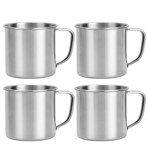 Zliger 4 Stück Edelstahl-Kaffeebecher Trinkbecher Edelstahlbecher tasse metall mit henkel Milch-Tee-Becher Teebecher Travel Mug Reisebecher für heiße und kalte Getränke von Zliger