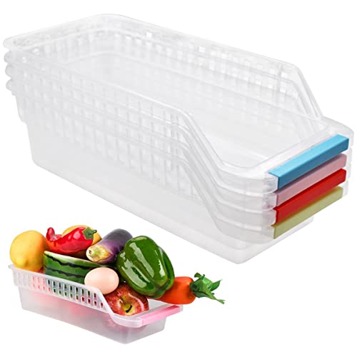 Zliger 4 Stück Kühlschrank Organizer,Kühlschrankbehälter Aufbewahrungsbox Kühlschrank Schublade Lebensmittel Aufbewahrungsbox für Gefrierschrank Küchenschrank von Zliger