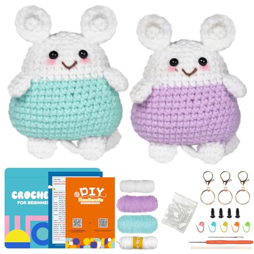 Zliger 2 Pcs Häkelset für Anfänger Tiere Häckeln Stricken für Anfänger Set mit Häkelnadeln Garn und Video, häkeln für anfänger für Erwachsene Kinder Geschenk (2 Mäuse) Zliger 2 Pcs Häkelset für Anfänger Tiere Häckeln Stricken für Anfänger Set mit Häkelnadeln Garn und Video, häkeln für anfänger für Erwachsene Kinder Geschenk (2 Mäuse) von Zliger