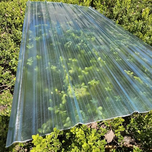 2mm Frp-Tageslichtplatte,Regensichere Uv Sonnenscheinplatte,Glasfaser-Tageslichtplatten,1/4/8/10/13 Stück Wandverkleidung,Transparent Wellplatten Mit Schrauben,Dachblech (0.9x1.9m/35x75in,13 Pcs) von Zlovne