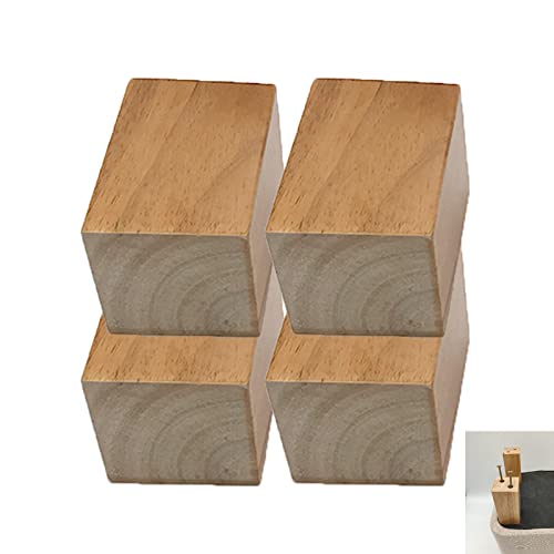 4 Stück Ersatz Möbelfüße Holz Sofafuss,Schrankbeine,aus Gummiholz,Möbelfuß mit Schrauben und Bodenschonern (8x8x12cm,Wood color) von Zlovne