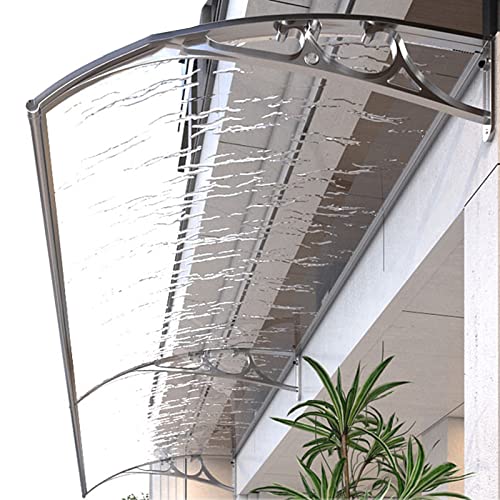 Aluminium-Vordach Als Haustürvordach Pultvordach,Türdach Pultbogenvordach Aus Transparent Polycarbonat,Schalldämmung Haustürdach Überdachung,Silbergraue Halterung (60x100cm/24 x39) von Zlovne