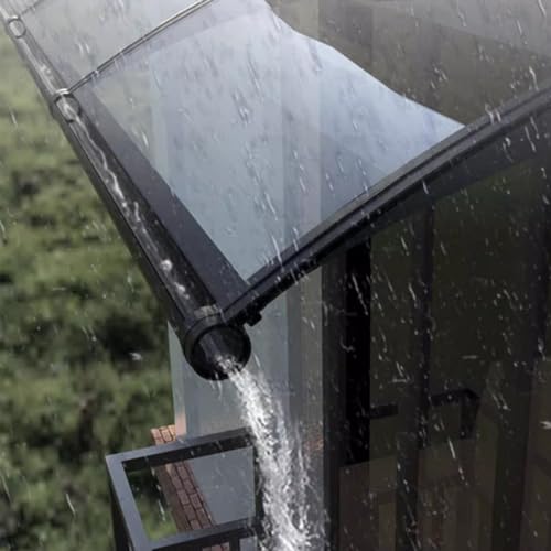 Große Waschbecken Vordach Haustür,Wetterfeste Türvordach Haustürdach Pultvordach aus 2.5mm Dicke Transparentes Polycarbonat und Aluminium Rahmen,Pultbogenvordach (80x300cm/32 x118) von Zlovne