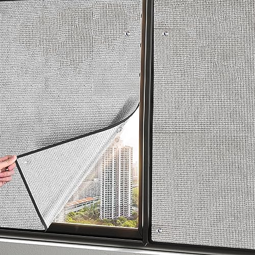 Zlovne Kratzfest Sonnenschutzfolie,Anti-UV Aluminisierte Wärmeschutzfolie,7 mm Dicke Statische Fensterfolie Sichtschutz,Silber Thermofolie für Büro Wohnzimmer oder Schlafzimmer (40x60cm/16 x24) von Zlovne