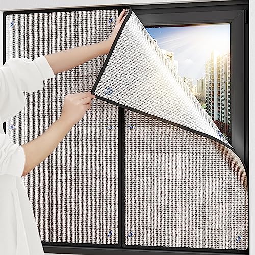 Zlovne Reflektierende Sonnenschutzfolie,Fensterfolie Blickdicht,Sichtschutz Wärmeisolierung Dachfenster innen oder Außen UV-Schutz für Büro und Haus,Wärmeschutzfolie Hitzefolie (45x90cm/18 x35) von Zlovne
