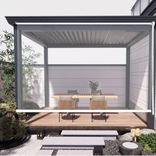 Seitenzugrollo,100% Wasserdicht Fensterrollo,Transparente PVC-Rollos,Outdoor-Balkon-Terrassen-Tür Durchsichtige Rollos Jalousette,Verdunkelungsrollo für Drinnen und Draußen (W130xH160cm/W51"xH63") von Zlovne