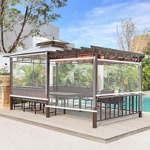 Terrasse Pergola Rollos,Transparente Vinyl-Rollläden,Wasserdichter Rollo,durchsichtige Gartenrollos für Veranda-Pavillon,UV-Schutz Wärmeisolierung Seitenzugrollo Außenrollo (W130xH240cm/W51"xH94") von Zlovne