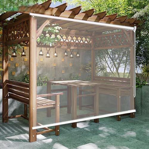 Transparent Wasserdichtes Roll-Up-Rollo,Outdoor-Balkon-Terrassen-Tür Durchsichtige Rollos,Seitenzugrollo,Wärmeisolierung Sonnenschutz Rollläden,Leicht zu Reinigen Außenrollo (W160xH300cm/W63"xH118") von Zlovne