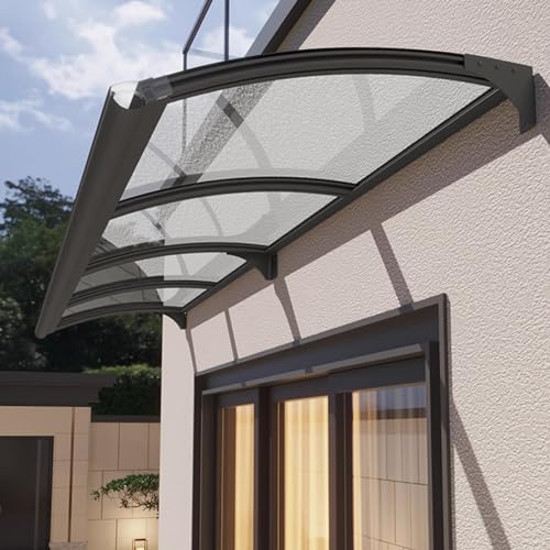 Transparentes Pultbogenvordach,Vordach Überdachung Haustürvordach,65/80/100/120/150 cm Breite Vordach für Haustür,Dach vor Regen und Uv-Schutz,Leicht Zusammenzubauen (80x210cm/32 x83) von Zlovne