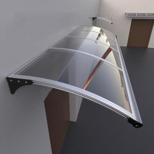 Vordach Haustür,Türvordach Haustürdach Pultvordach,Sonnenschutz Regenschutz Überdachung Haustür aus Aluminium und Polycarbonat,Tragkraft 300kg,Transparentes Pultbogenvordach (55x260cm/22 x102) von Zlovne