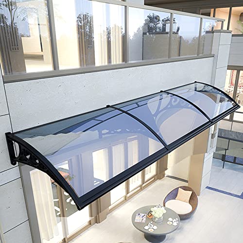 Vordach Haustür Überdachung Transparent Pultvordach Regenschutz,Qualität 100% Polycarbonat Türdach für Draußen Veranda Balkon Garage Pultbogenvordach UV-Strahlen (60x350cm) von Zlovne