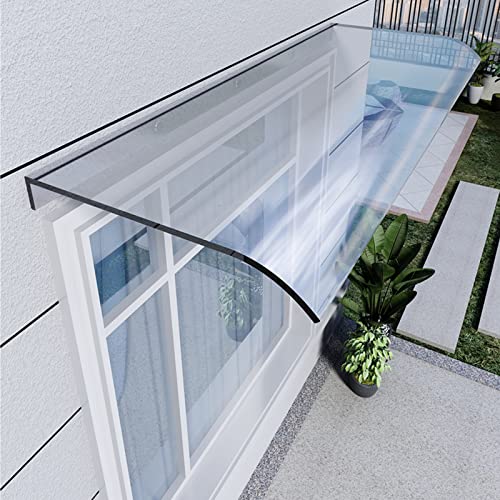 Vordach Überdachung Haustürvordach,Sonnenschutz Regenschutz Vordach für Haustür aus Polycarbonat Transparent Pultvordach Wetterschutz,Rundbogenvordach Inkl Montagematerial (40x220cm/16 x87) von Zlovne