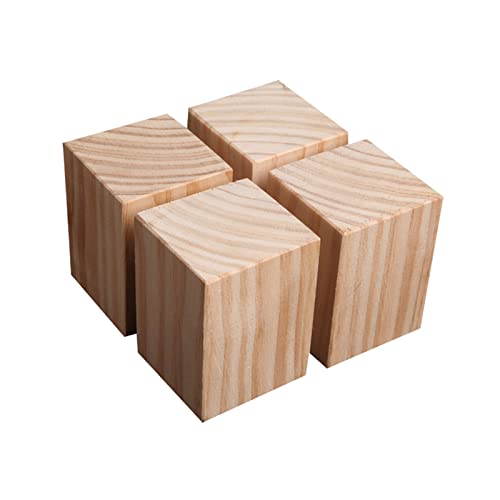Zlovne 4 Stück Tischbeine Natürliche Holz Sofafuss Geruchlos,28 Größen,Quadrat Mmöbelfuß Geeignet für Bett,Esstisch,Sessel,Bettfüße,Länge x Weite x Höhe (5x5x5cm) von Zlovne