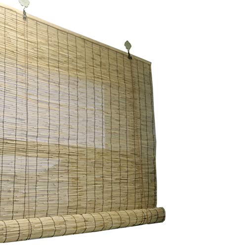 Zlovne Bambus Raffrollo Natur,Bambusrollo Seitenzugrollo Sichtschutz Rollos,Handgewebt Reed Rollladen,Home Sonnenschirm,für Deck Pergola Pavillon,Dekoration,Anpassbar (150x250cm/59x99in) von Zlovne