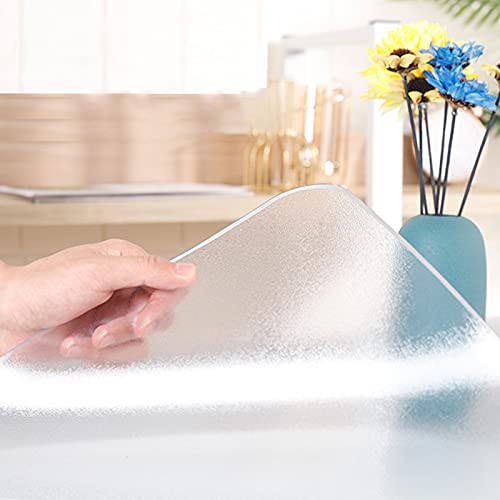 Zlovne Interne Transparente Externe Frosted Tischdecke Tischfolie,Transparente Tischdecke Tischschutz 1mm Dick,PVC-Matt Schreibti Schutzfolie Abwischbar,mit Abgerundeten Ecken (60x80cm/24x31.5inch) von Zlovne