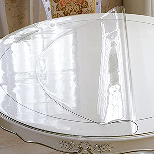 Zlovne Runde Glasklar PVC Folie,Einfach zu Säubern Transparente Tischdecke,1,5 mm Dickes Tischdecke Tischfolie,für Küche Kaffee Büro Esstisch Tischabdeckung,Messdurchmesser (Diameter 75cm/30inch) von Zlovne