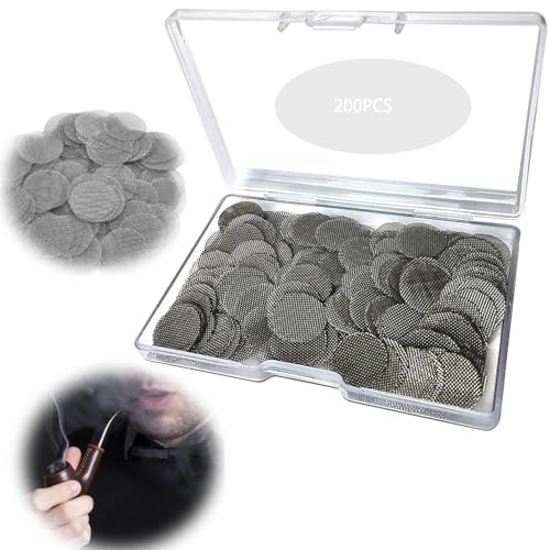 200 Stück Edelstahl Raucher Bildschirme, Pfeifensiebchen, Edelstahl Pfeife Screen Filterung-Vaporizer Sieb 15mm mit Aufbewahrungsbox von ZmdecQna