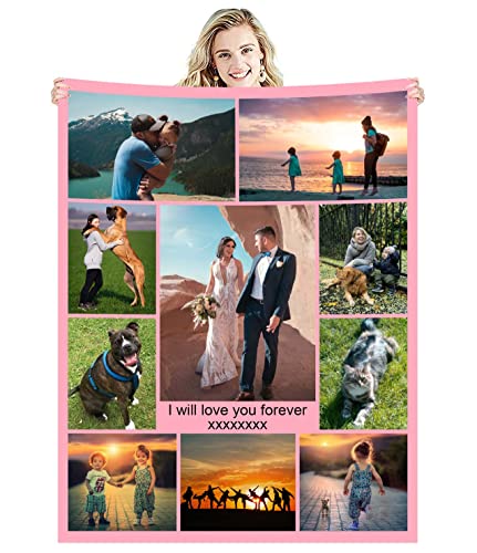 Zmkar Personalisierte Foto Decke Kuscheldecke FotoDecke Mit Eigenen Foto Text Benutzerdefinierte Geburtstag Hochzeit Geschenk Für Erwachsene Baby Haustier Familie Freunde (130x200cm, 10 Fotos) von Zmkar
