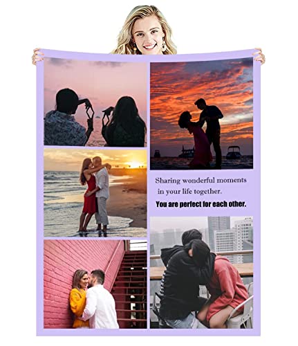 Zmkar Personalisierte Foto Decke Kuscheldecke FotoDecke Mit Eigenen Foto Text Benutzerdefinierte Geburtstag Hochzeit Geschenk Für Erwachsene Baby Haustier Familie Freunde (130x200cm, 5 Fotos) von Zmkar