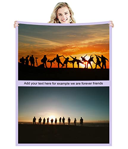 Zmkar Personalisierte Foto Decke Kuscheldecke FotoDecke Mit Eigenen Foto Text Benutzerdefinierte Geburtstag Hochzeit Geschenk Für Erwachsene Baby Haustier Familie Freunde (150x220cm, 2 Fotos) von Zmkar