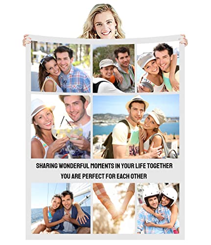Zmkar Personalisierte Foto Decke Kuscheldecke FotoDecke Mit Eigenen Foto Text Benutzerdefinierte Geburtstag Hochzeit Geschenk Für Erwachsene Baby Haustier Familie Freunde (180x230cm, 8 Fotos) von Zmkar
