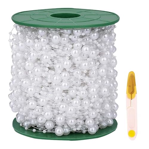 60M Perlengirlande Weiß, Perlenband Perlenkette Deko mit Schere, Angelschnur Perlen Girlande für Hochzeits DIY Handwerk Braut Haarschmuck Brautstrauß Partydeko Geburtstag 60M Perlengirlande Weiß, Perlenband Perlenkette Deko mit Schere, Angelschnur Perlen Girlande für Hochzeits DIY Handwerk Braut Haarschmuck Brautstrauß Partydeko Geburtstag von Znamhee