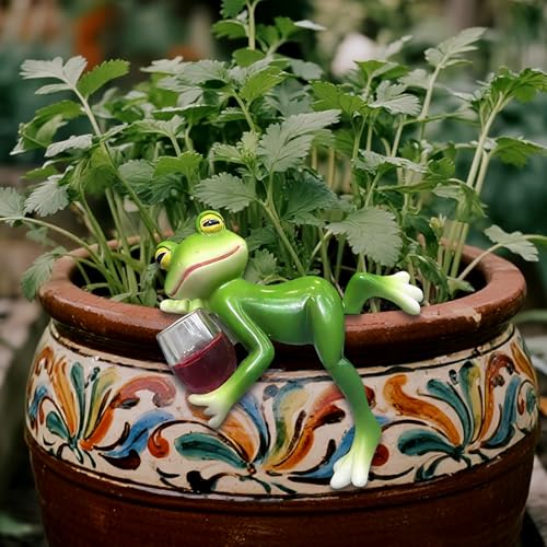 Znnhnn Blumentopf Hänger Frösche Deko Figuren,Hängende Frösche,Frosch Deko Garten Teichdeko Miniteich Deko für Draußen,Garten Balkon Teiche Terrasse Deko von Znnhnn