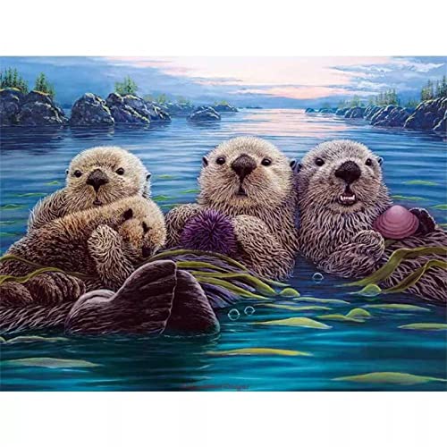 Znnhtyj 5D DIY Diamond Painting Kits, Animal Cute Otter 20x30cm Diamond Art for Beginners Rhinestone Diamond Cross Stitch Embroidery Canvas Painting Pictures for Children Adults for Home Wall Decor von Znnhtyj
