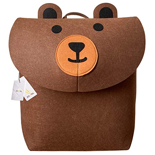 Znvmi Groß Filz Bär Aufbewahrungskorb Faltbare Baby Wäschekorb Kinderzimmer Organizer Filztasche für Kinder Spielzeug, Kleidung, Handtuch - Braun von Znvmi